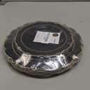 PLASTICPRO 32 Pack Elegant Disposable Plastic Plates Combo Set Includes 16 Dinner Plates and 16 Salad Plates Heavy Duty Fancy Party Plates Black & Gold Contemporary Design