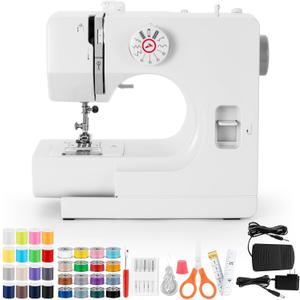 Sewing Machine, Mini Sewing Machines, Electric Portable Sewing Machines for Beginners, 12 Stitch Dual Speed with Foot Pedal & Sewing Kit, Ideal for Clothes, Pillowcases, Sheets
