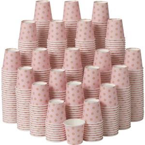 600 Pack 3 oz Disposable Paper Cups - Small Bathroom, Mouthwash & Mini Espresso Cups - Perfect for Mother's Day, Picnic, BBQ, Travel & Events (Pink)