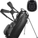 14 Way Golf Stand Bag, Full Length Dividers PU Leather Golf Bag with Plush Top for Men/Women, Waterproof & Versatile Storage Golf Bag with Cooler, Rain Cover and Removable Straps