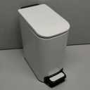 TIPGO Slim Bathroom Trash Can with Lid Soft Close, Step Pedal, 6 Liter / 1.6 Gallon Stainless Steel Trash Bin, Small Garbage Cans for Bedroom, Office, Kitchen (White)