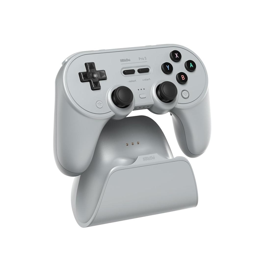 8Bitdo Pro 3 Bluetooth Controller with Swappable ABXY Buttons, TMR Joysticks, Hall Effect Triggers, Pro Back Buttons, Charging Dock, for Switch/Switch 2, Windows, Apple, SteamOS, Android - Gray