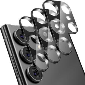 Suoman 3-Pack Samsung Galaxy S25 Ultra Camera Lens Protector, 9H Hardness Tempered Glass Film, [Unobstructed Flash] Individual Metal Protective Cover -Black