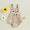 VSQWLZT Newborn Infant Baby Boy Summer Outfits Sleeveless Strap Romper Waffle Bodysuit One Piece Golf Onesie Clothes (Ivory Baseball, 3-6 Months)
