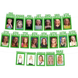 KatchOn, K-12 Graduation Photo Banner 5x7 - Photo Cards 12+6 | Grad Banner 2026 Personalized | Green Grad Picture Display, 2026 Graduation Decorations | Grad Party Decorations 2026