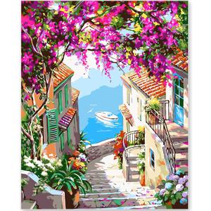 EFOTIML Paint by Numbers Kit for Adults Beginners & Kids Ages 8-12,1 Pack 16x20 inches Canva for Painting Kits for Adults in Colorful Box(Without Frame)-Flower Towns