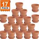 CFKJ [17 Pack] 4 inch Planter Nursery Pots Terracotta Pot Clay with Saucer Ceramic Pottery Cactus Flower Succulent Garden Terra Cotta Plants (17)