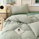 LifeTB Twin XL Comforter Set Green Gingham Comforter for Men Boys Geometric Plaid Comforter Set Grid Checkered Pattern Comforter with 2 Pillowcases Fluffy Soft Plaid Gingham Bedding Set Twin XL