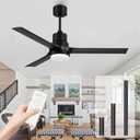 Obabala Outdoor Ceiling Fans with Lights, 52 Inch Black Ceiling Fan with Light and Remote 3 Color 6 Speed Adjustable, Noiseless DC Motor for Indoor Outdoor Patio Farmhouse Bedroom