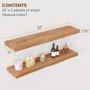 Floating Shelves for Wall Decor, Rustic Solid Elm Wood Live Edge Floating Shelves Wall Mounted, Wall Shelves with Invisible Bracket for Living Room Bathroom Bedroom Kitchen, 32 Inch Set of 2, Natural, Live Edge, 32inch, 2Packs