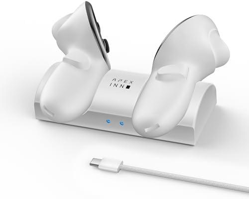 APEXINNO Compact Charging Dock Compatible with Meta Quest 3/3S Controllers,Wireless Charging Station for Quest 3/3S Accessories,Magnetic Charger Stand for Controller with 2 Rechargeable Battery