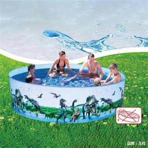 8FT Kiddie Pool, Non-Inflatable & Hard Plastic Round Pool  Large Family Wading Swimming Pool for Kids, Adults & Dogs  Easy Setup Outdoor Water Play for Garden Backyard Summer Parties (97" X 15", Dinosaur)