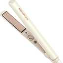 MiroPure 1 Inch Flat Iron, Hair Straightener with 30S Fast Heating & 60min Auto Shut-Off, Hair Straightener and Curler 2 in 1 with 3D Ceramic Floating Plates, Beige