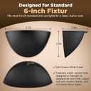 4-Pack 6-Inch Stick-On Recessed Light Half Shields, Black Anti-Glare Light Diffuser Covers for Ceiling Can Lights, Easy Peel-and-Stick Installation