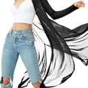 BelleLovin Women's Sexy Sheer Long Sleeve Cardigan See Through Mesh Cover Up (Black, X-Large)