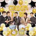 Trgowaul Gold Bachelor Party Decorations for Men, Groom To Be Banner Fringe Curtains, Groom to Be Satin Sash Award Ribbon Badge Brooch for Wedding Bridal Shower Future Mr Pre-Wedding Party Supplies