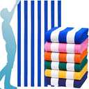 Genovega 6 Packs Stripe Beach Towel Thin Terry Set Extra Large XL Big Oversized Clearance Accessories Essentials Soft Super Absorbent Pool Travel Bath Swim Camping Towels Bulk Men Women Adults Gift