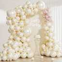 118Pcs Pearl Balloon Garland Arch Kit - Wedding Party Decorations with Pearl White Sand Double Stuffed Pearl Ivory Balloons for Engagement Bridal Shower Birthday Baby Shower Party Decorations