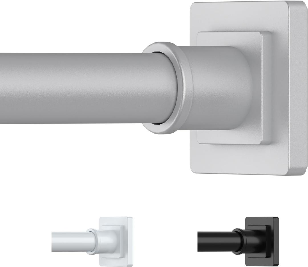 Silver Shower Curtain Rod 31-79 Inches Non-Slip Shower Rod Tension Mounted No Drill Shower Curtain Rods Spring Tension Rod Adjustable Tension Curtain Rod for Windows Bathroom