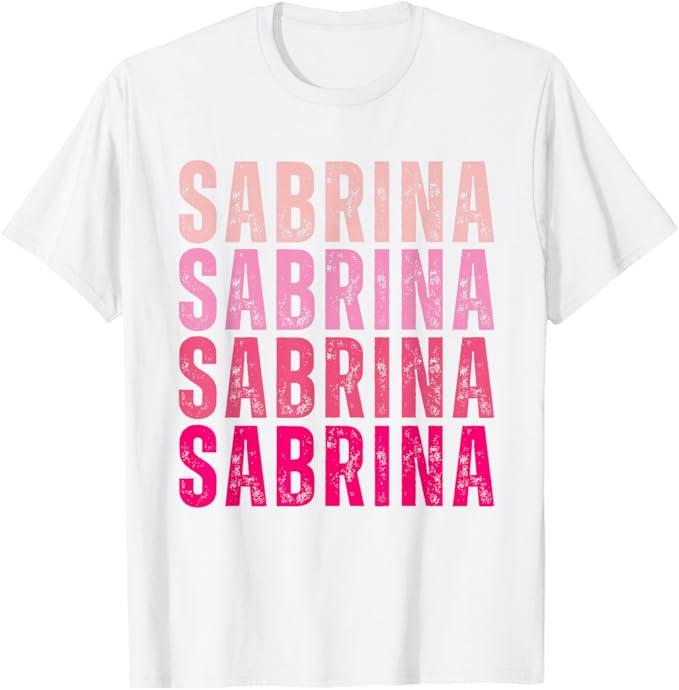 Personalized Name Sabrina I Love Sabrina Vintage T-Shirt (Small, Black)