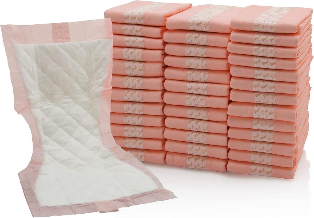 Vakly Extra Large Super-Absorbent Contoured Hospital Style Pad Liners [Pack of 40] 7" Wide X 14" Long - Maternity Pads for Heavier Post Birth Protection - Incontinence Liners 7x14 inches