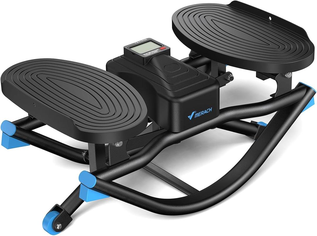 Merach Rocking Steppers for Exercise at Home, 3D Motion Stair Stepper with Resistance Bands for Full Body Workout & Low-Impact Balance Board, 330 LBS Loading Capacity Exercise Equipment