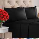 King Size 4 Piece Sheet Set - Comfy Breathable & Cooling Bed Sheets Set - Hotel Luxury Bedding for Women, Men, Kids, Teens, Boys & Girls - Deep Pockets, Ultra-Soft and Wrinkle Free - Oeko-Tex - Black