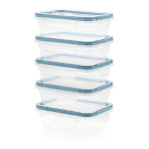 Snapware Total Solutions (5-Pack, 3 Cup) Plastic Food Storage Containers Set, Airtight & Leakproof Locking BPA-Free Lids Tupperware, Freezer Dishwasher Microwave Safe