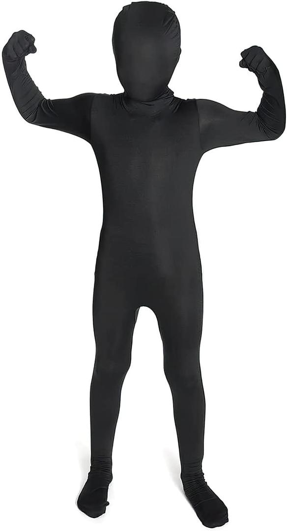Morphsuits Kids Bodysuit Full Body Suit Halloween Costume, Skin Suit For Boys (Large, Black)