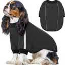 Queenmore Fleece Dog Sweater for Male Dogs, Soft Pullover Dog Sweatshirt with Leash Hole/Reflective Stripes – Cozy Winter Fleece Jacket for Small Medium Large Boy Puppy, Grey XS