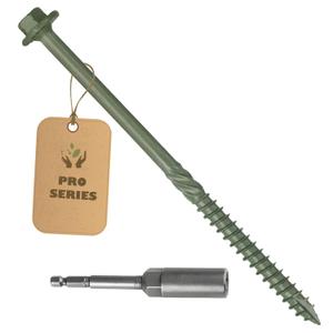 40PCS Timber Screws #14 X 10 Inch Heavy-Duty Green Coated, Exterior Lag Structural Wood Screws for Landscaping, Construction, Beams & Pole Barns, 1500-Hour Salt Spray Tested, Includes Hex Socket