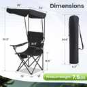 Portable Camping Chair 2 Pack with Foldable Canopy, Folding Outdoor Chair with Cup Holder & Side Pocket for Camping, Hiking, Picnic, Beach (Black), 2 PCS with Canopy