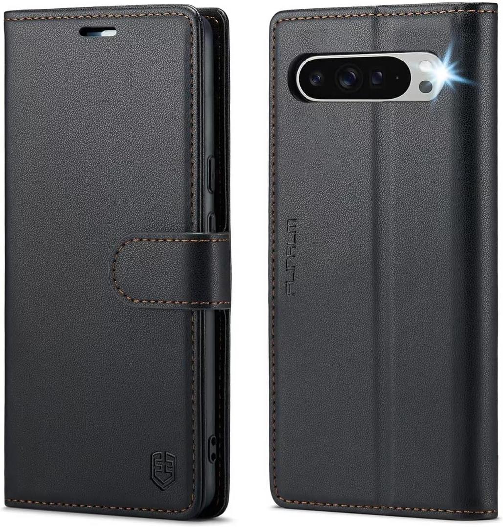 FLIPALM Wallet Case for Google Pixel 10 Pro XL 5G, RFID Blocking Credit Card Holder, PU Leather Folio Flip Kickstand Protective Shockproof Cover for Pixel 10 Pro XL (Black)