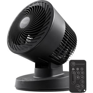 IRIS USA WOOZOO Air Circulator Fan with Remote, Oscillating, 3 Speeds, 56ft Max Air Distance, Adjustable Tilt, Quiet Motor, Small Fan for Bedroom, Office, Dorm, Black