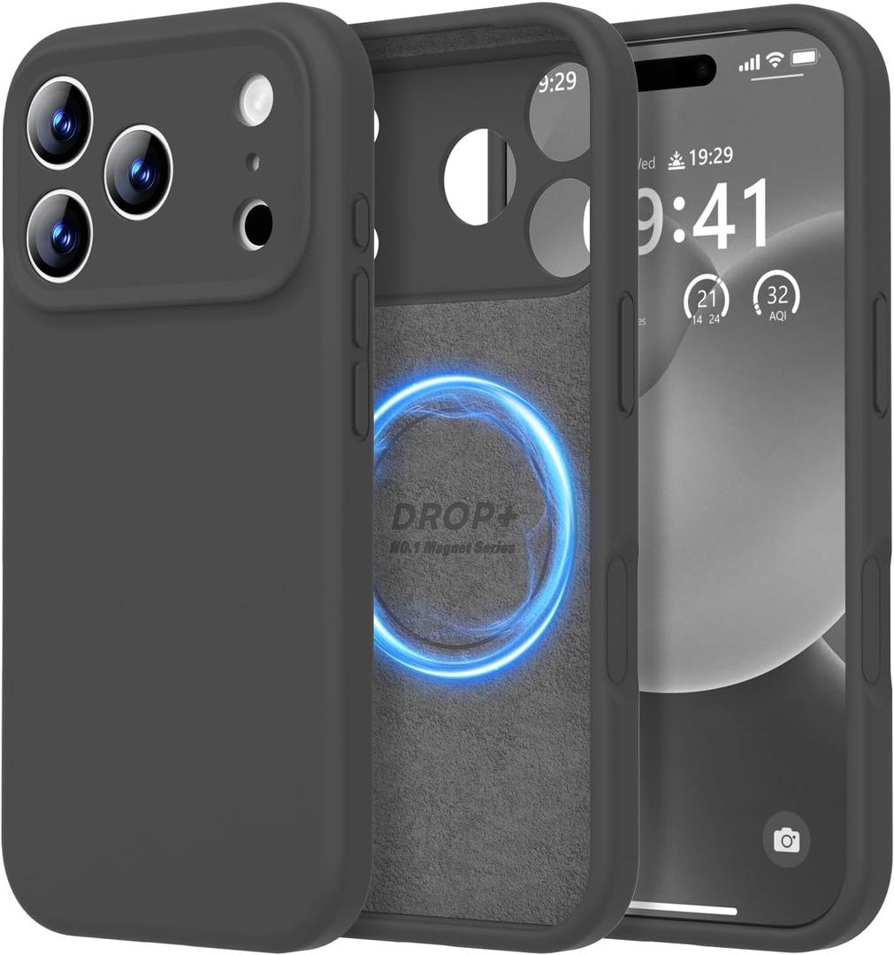 LOVE 3000 Designed for iPhone 17 Pro Case, Premium Silicone [Compatible with Magsafe][Soft Anti-Scratch Microfiber Lining] Shockproof Protective Phone Case for Men Women 6.3", Black