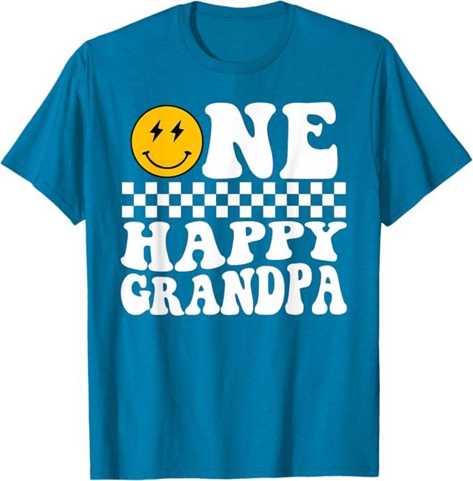 One Happy Dude 1st Birthday One Cool Grandpa Family Matching T-Shirt Small