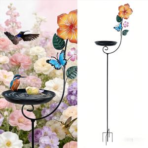hogardeck Small Metal Bird Bath for Outside, 8” Dia Bowl Bird Baths Feeder Bowl for Outdoors, Standing Birdbaths & Birdfeeder for Garden Patio Yard Lawn Decor