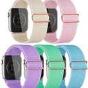 5 Packs Compatible with Kids Apple Watch Band,Comfy Stretchy Adjustable Nylon Replace Bands for Iwatch Ultra Series 9 8 7 6 5 4 3 SE SE2 38mm/40mm/41mm for Boy Girl Small Wrist. (Pink/ Purple/Starlight/Light Blue/Mint Green)