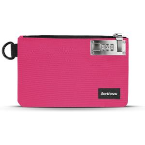 Money Bag with Lock, Aerthezu Cash Locking Bags with Zipper, Travel Safe Lockable Bank Bag, Pink