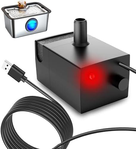 2025 Upgrade Pump with Light for FurryPlanet 12L Ultra-Purification Large Dog Water Fountain Stainless Steel,Two Metre Extension Cord,Low Water Indicator