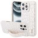 OOK Compatible with iPhone 16 Pro Leopard Case with Wrist Strap, White Leopard Cheetah TPU Shockproof Protection Slim Cover with Camera Protection for Women Girls, for 6.3inch