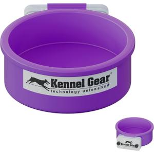 Dog Crate Water Bowl No Spill, 20oz Food-Grade Polypropylene Feeder, Secure Crate Mount with Covered Parts, Travel-Ready & Easy to Clean (Purple)