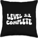 Level 11 Complete Anniversary 11 Years Wedding Groovy Throw Pillow (16x16)