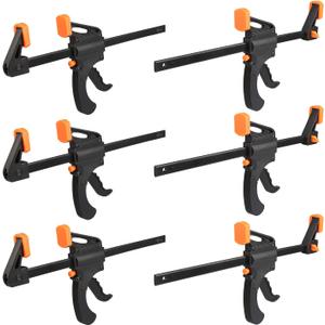 5 Pack 10 Inch F Bar Clamp, Medium Duty 300lbs One Handed Clamps/Spreader, Bar Clamps for Woodworking, Crafting, by GENHAKON