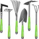 WORKPRO 6-Piece Garden Tool Set, Heavy Duty Gardening Hand Tools with Soft Rubber Handle, Including Trowel, Rakes, 2-in-1 Hoe and Crack Weeder, Ideal Gardening Gifts for Men and Women