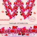 66 Ft Valentines Day Tinsel Garland Shiny Thick Tinsel Valentines Decorations Metallic Twist Foil Red White Rose Heart Ornaments for Anniversary Wedding Parade Floats Indoor Outdoor Decor Supplies