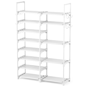 ROJASOP White Shoe Rack, Tall Metal Shoe Rack Organizer for Entryway Closet Garage, 8 Tier Large Shoe Shelf for 2632 Pairs Boots & Shoes Storage, Space Saving Heavy Duty Shoe Stand