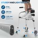 Narrow Walkers for Seniors with Seat, Lightweight Folding Space Saver Mobility Rolling Walker,Height Adjustable Standard Walker with Aluminum Frame, 5-inch Wheels, Compact Travel Walker (Silver)