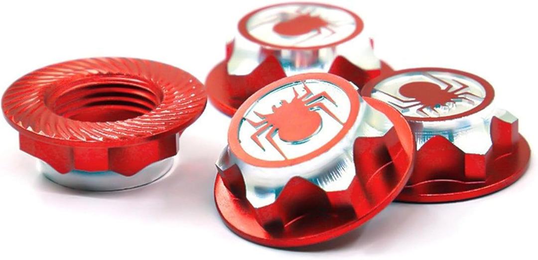 4PCS RC 17MM Hex Wheel Nut Dustproof Anti-Skid Mount Cap CNC Aluminum Compatible with 1/8 Buggy Off Road Monster Truck Car Traxxas X-Maxx Summit E-Revo HPI HSP Losi Kyosho Tamiya (Red)