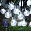 Joomer Solar Powered String Lights Waterproof, 39FT 60 LED Outdoor Solar String Lights Crystal Ball Light 8 Modes Globe Light for Garden, Gazebo, Porch, Lawn, Patio, Tree Decor (White)